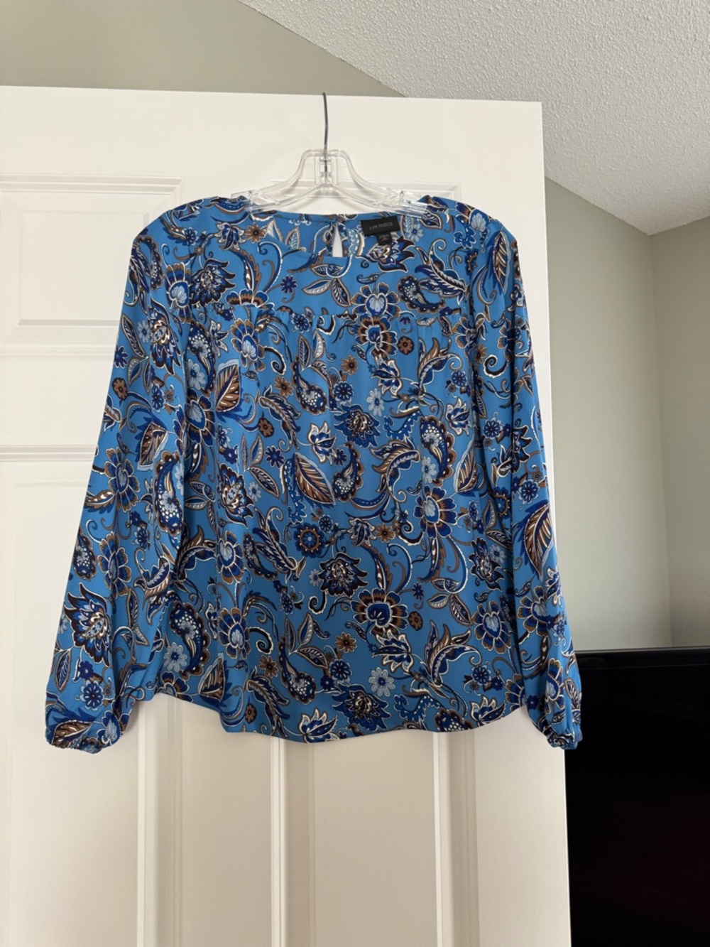 J. Jill Sky Blue Paisley Floral Long-Sleeve Blouse